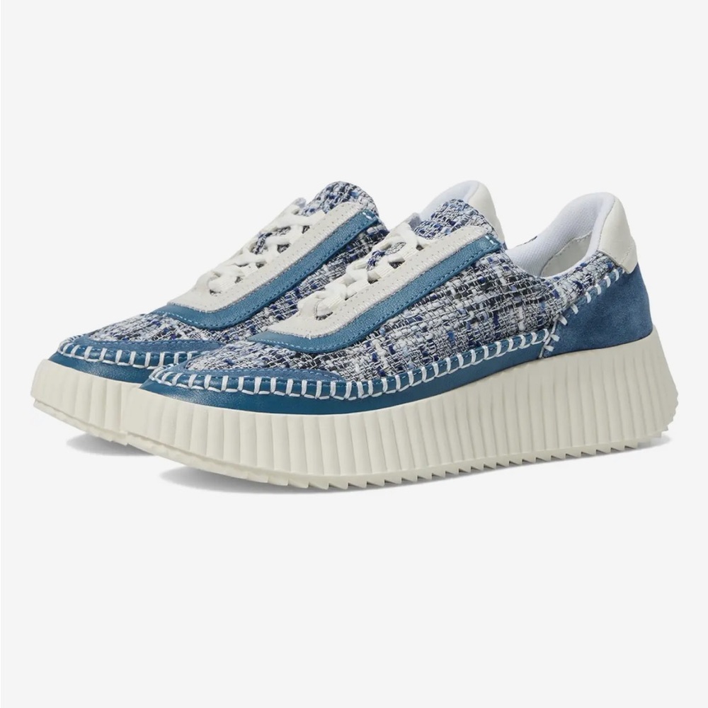 Dolce Vita Blue and White Tweed Sneakers